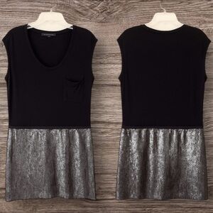✨ BCBGMAXAZRIA Black Dress with Silver Sequin Hem • Size 4